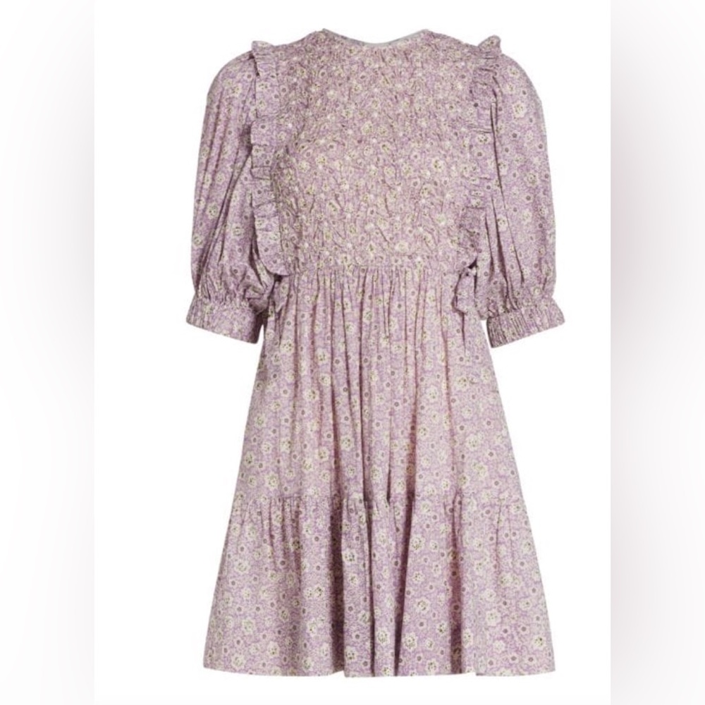 Sea New York Ida Print Puff Sleeve Smocked Dress